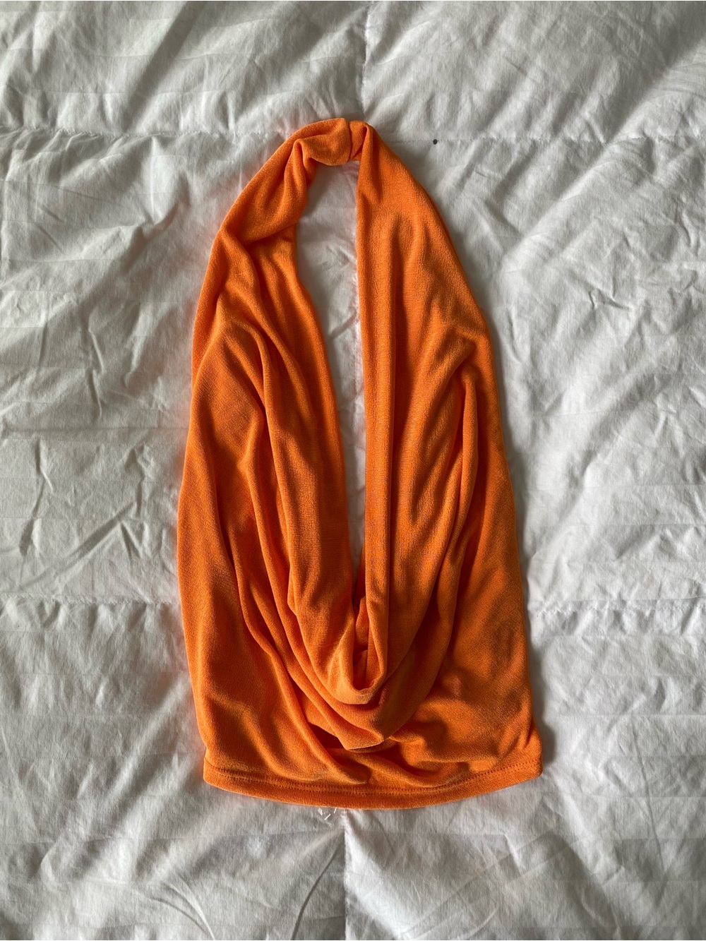Orange Deep Plunge Cowlneck Tie Back Top Size Large